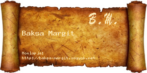 Baksa Margit névjegykártya